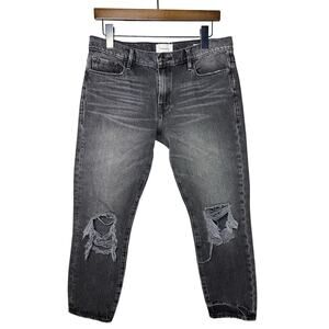 Frame Jeans Women's 25 Black Le Garcon Crop Jeans Dark Wash Denim Straight